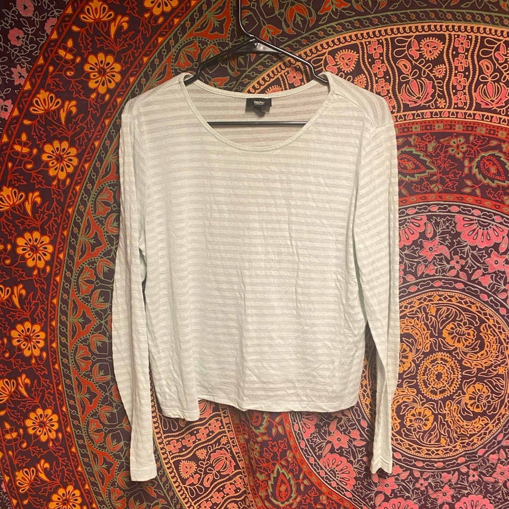 Sheer baby blue stripped long sleeve